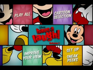 No, "Improve Your View" doesn't assemble the Mickey pieces on the Have a Laugh Volume 1 DVD's main menu. It just takes you to promotional videos that Disney thankfully doesn't label bonus features here.