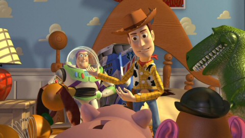 Woody, obviously miffed at the toys' new interest in Buzz Lightyear, tries to convince them he's not an actual space ranger.